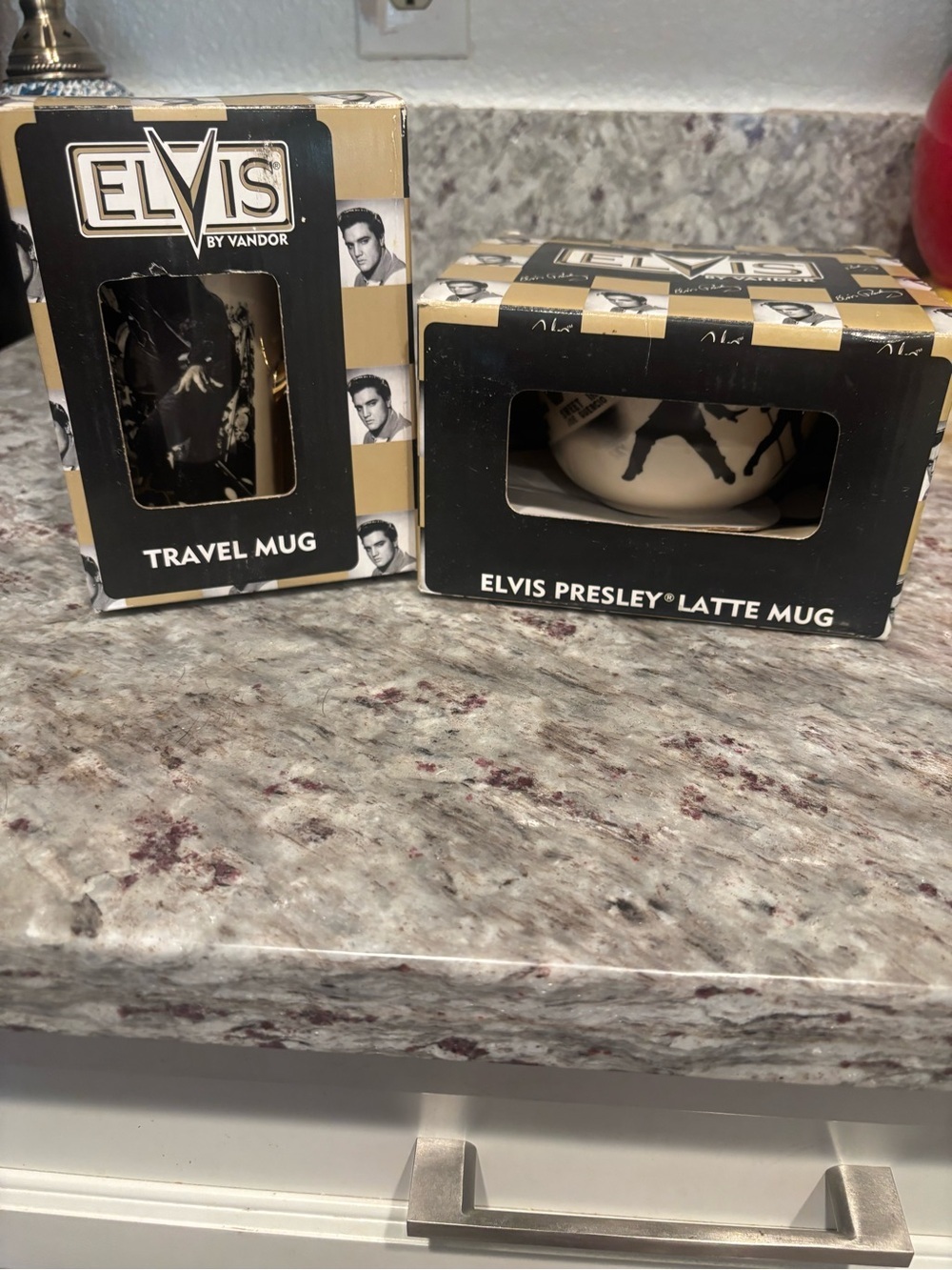 Elvis by Vandor Black & Cream Travel Mug and Latte Mug Set